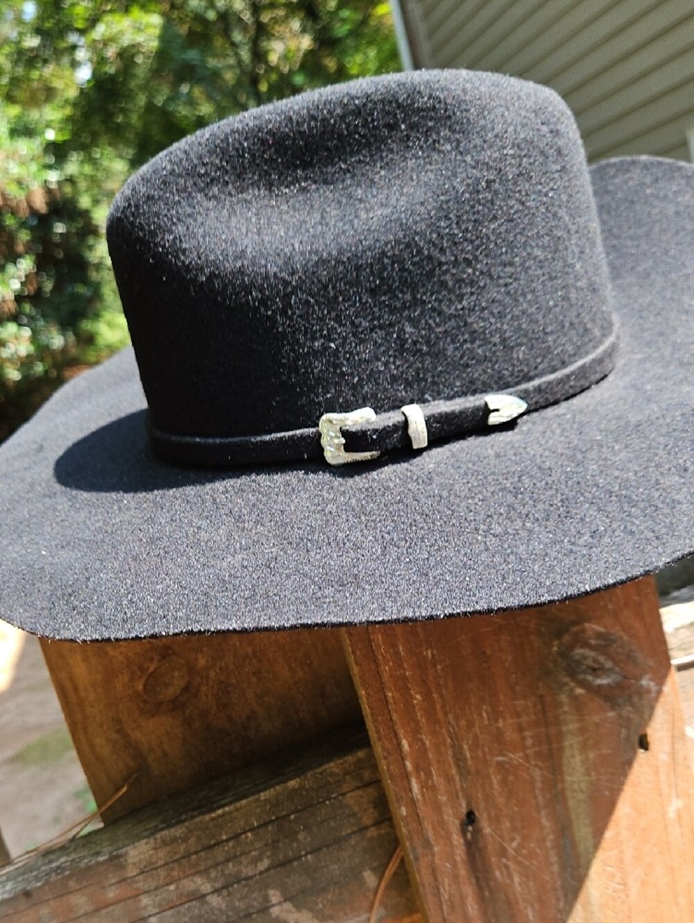 Justin   XXX Black 100% Wool Felt Western Cowboy Hat  Silver Buckle